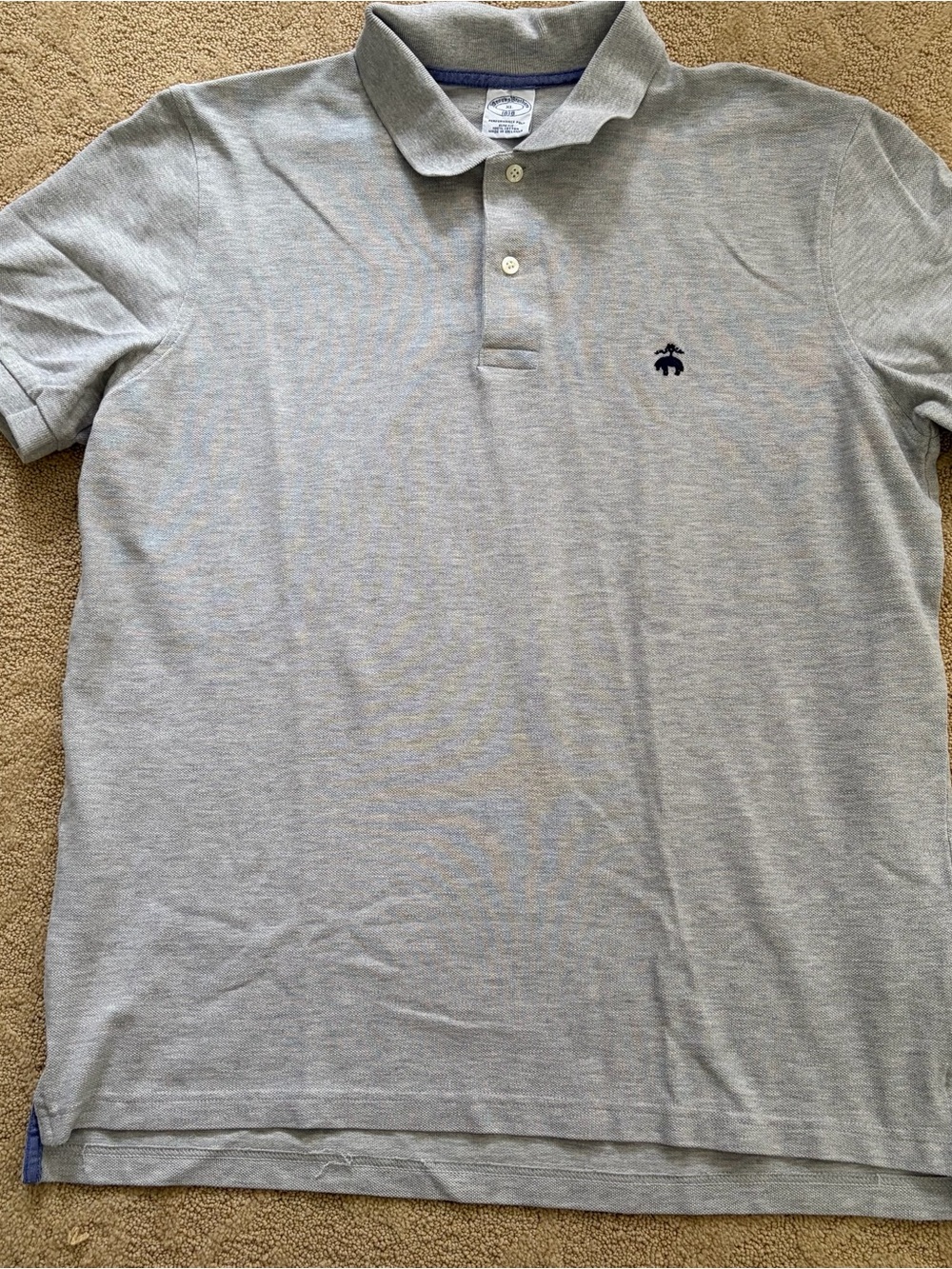 Brooks Brothers Light Gray Polo with Navy Embroidered Logo